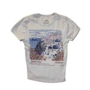 Urban Outfitters T-Shirt - White with Santorini Print